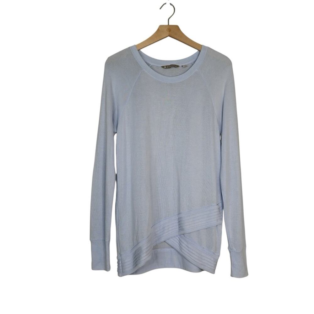 Athleta Womens ST Serenity Criss Cross Light Blue Sweatshirt